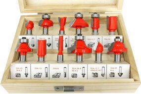 Ensemble de 12 mèches de défonceuse avec boîte en bois