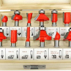 Ensemble de 12 mèches de défonceuse avec boîte en bois